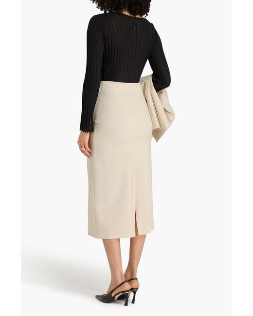 Loulou de Saison Natural Samo Wool-Blend Twill Midi Skirt