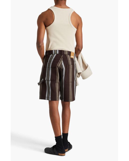 Jacquemus Brown Panini Striped Cotton-blend Twill Shorts for men