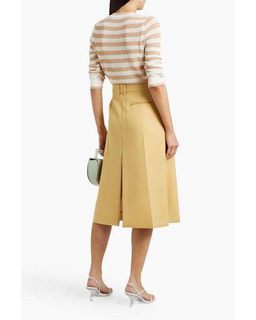 Veronica Beard Natural Magellen Striped Linen-Blend Sweater