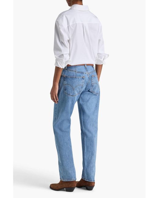 Re/done Blue High-rise Straight-leg Jeans
