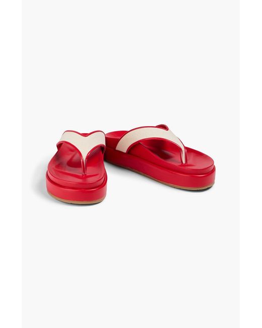 Ancient Greek Sandals Red Charys Leather-Trimmed Canvas Platform Sandals