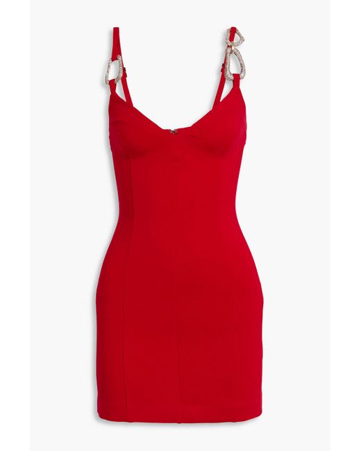 Area Red Crystal-Embellished Ponte Mini Dress