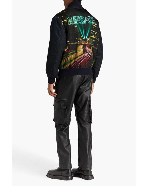 Versace Blue Printed Shell Bomber Jacket for men