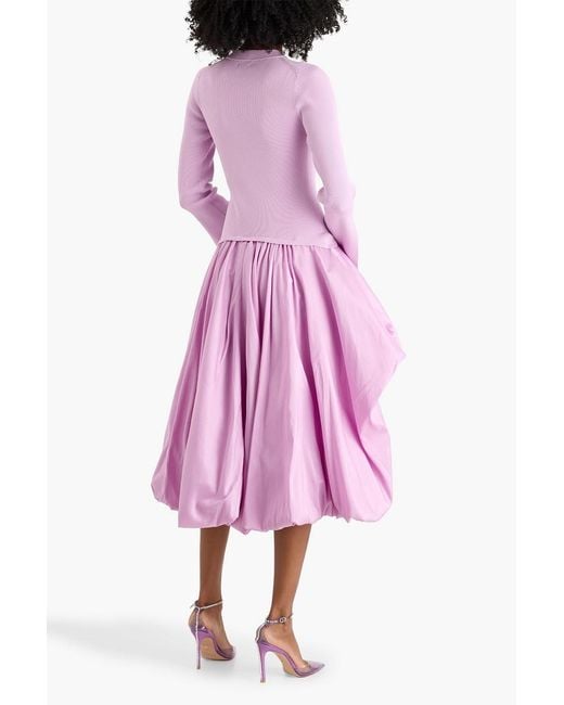 Jonathan Simkhai Kenlie Stretch-Knit And Taffeta Midi Dress in Pink | Lyst
