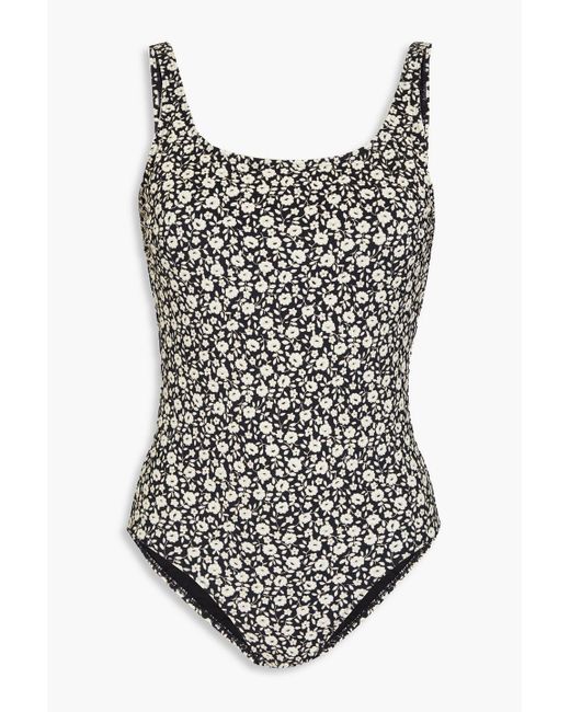 Tory Burch Black Floral-print Swimsuit