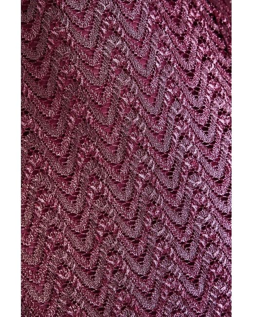 Missoni Purple Lace-trimmed Metallic Wool-blend Mini Skirt