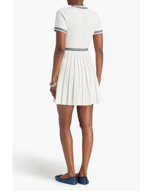 Maje Natural Pleated Cotton-Blend Terry Mini Dress