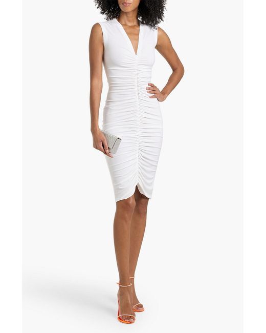 Norma Kamali Ruched Stretch-Jersey Dress in White | Lyst Norma Kamali Ruched Stretch-Jersey Dress in White | Lyst