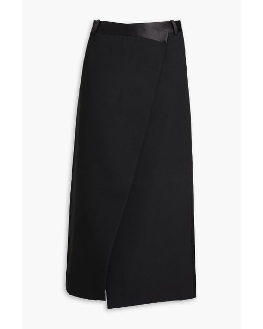 Jonathan Simkhai Black Clarisse Wool-blend Crepe Midi Wrap Skirt