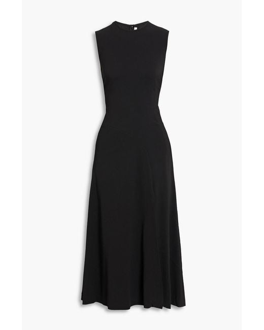 Another Tomorrow Black Crepe Midi Dress