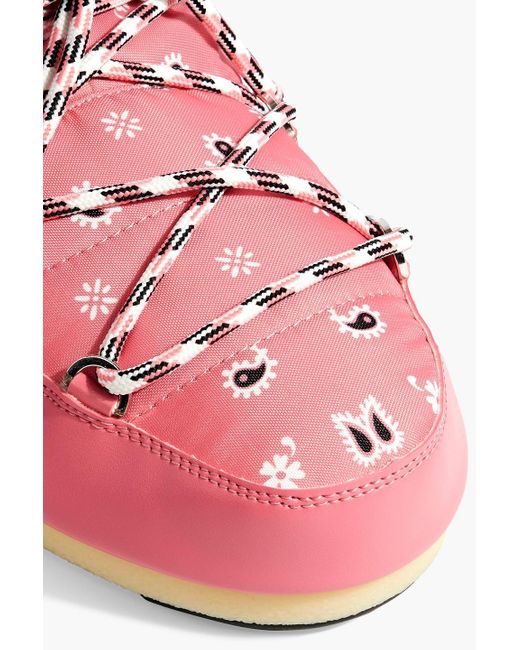 Alanui Pink Paisley-print Shell And Faux Leather Snow Boots