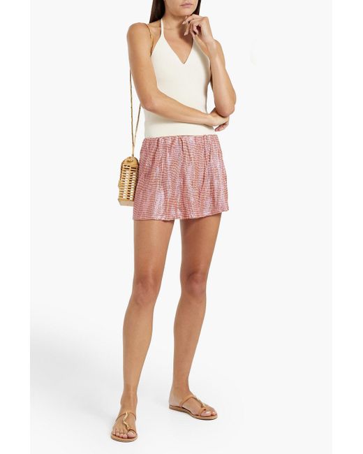 Missoni Pink Striped Metallic Crochet-knit Mini Skirt
