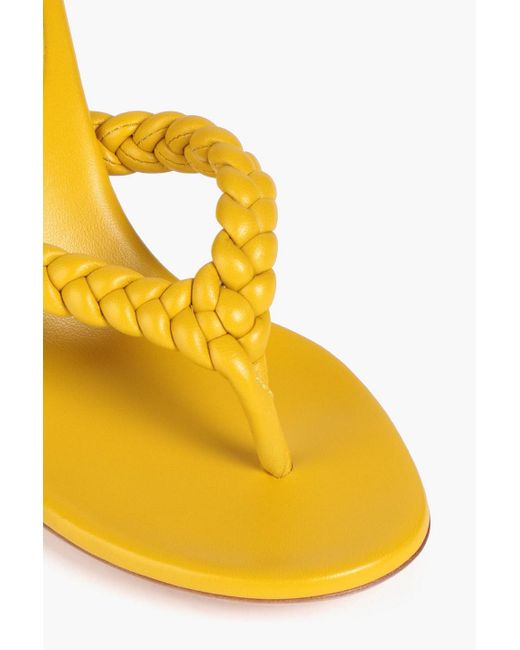 Gianvito Rossi Yellow Tropea Braided Leather Sandals