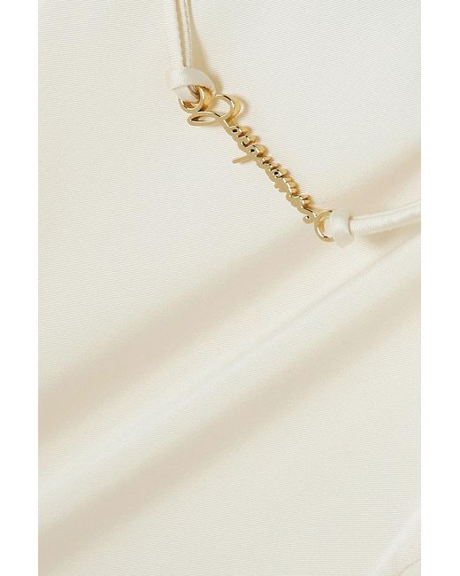 Jacquemus White Notte Embellished Satin-Twill Midi Dress
