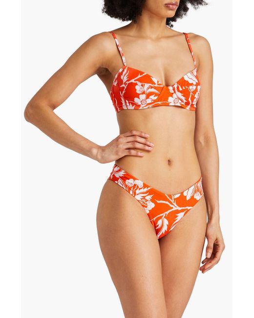 Mara Hoffman Red Cece halbhohes bikini-höschen mit floralem print