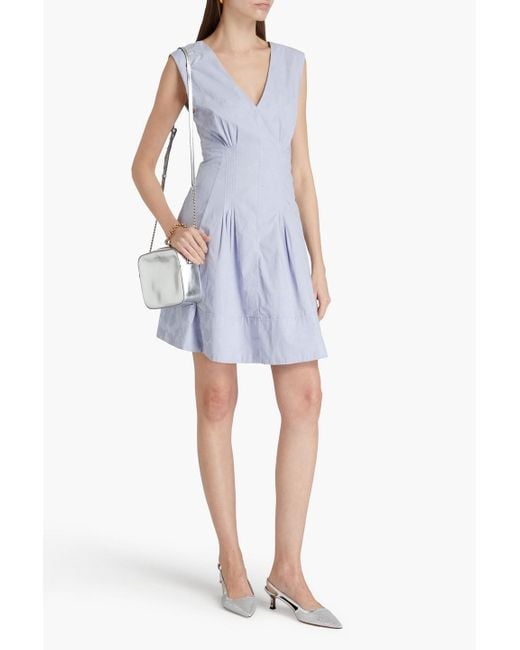 10 Crosby Derek Lam Blue Concha Pintucked Floral-print Cotton-poplin Mini Dress