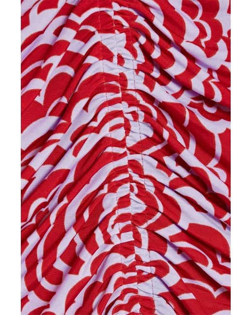 A.L.C. Red Ansel midikleid aus stretch-jersey mit print und raffungen