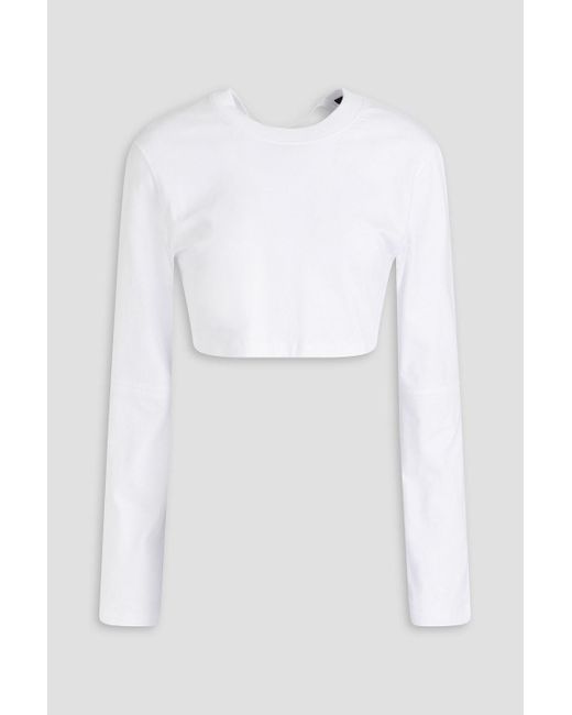 Jacquemus White Piccola Cropped Cotton-jersey Top