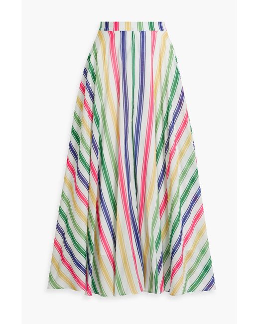 Cara Cara White Aquinnah Striped Cotton-voile Maxi Skirt