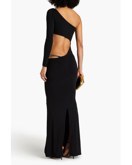 retroféte Black Whitney One-shoulder Cutout Jersey Maxi Dress