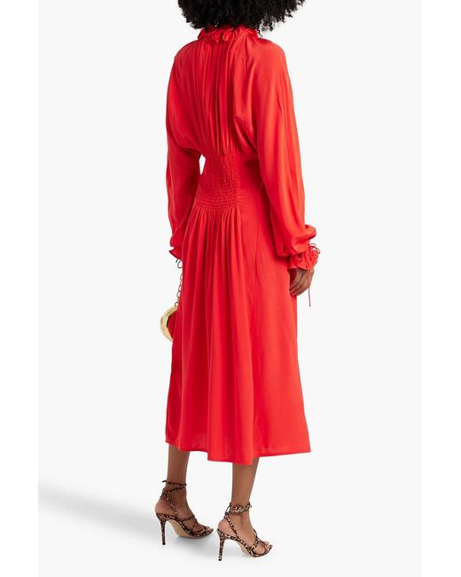 Victoria Beckham Red Shir Silk Crepe De Chine Midi Dress
