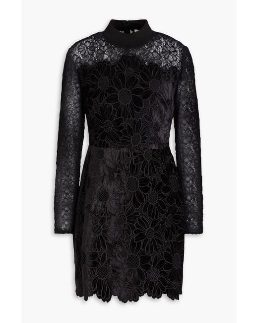 Sandro Women's Black Guipure Lace Velvet Mini Dress