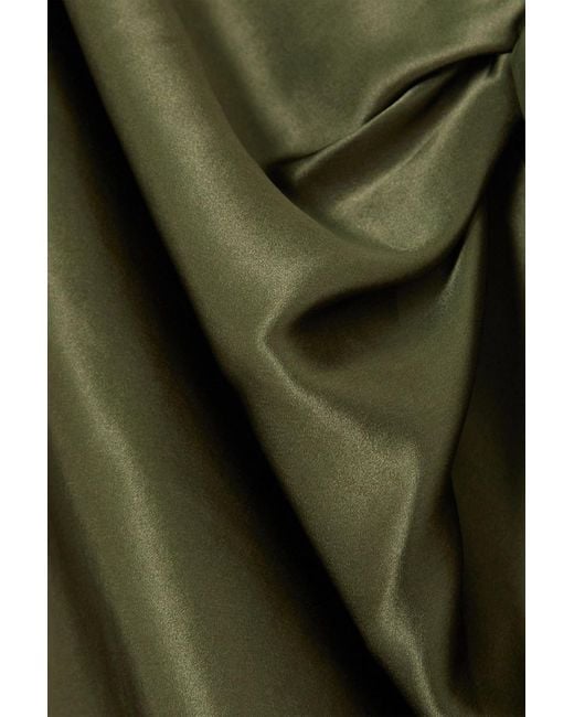 L'Agence Green Wrap-effect Silk-satin Shirt Dress