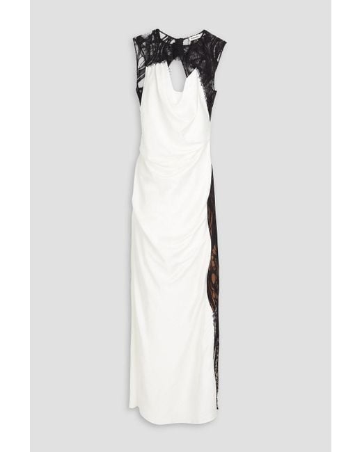 Jonathan Simkhai White Vea robe aus schnurgebundener spitze und glänzendem crêpe
