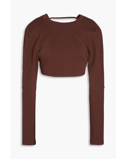 Jacquemus Brown Piccola Cropped Cutout Cotton-jersey Top