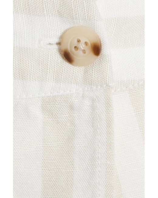 Onia White Striped Linen-blend Mini Wrap Skirt