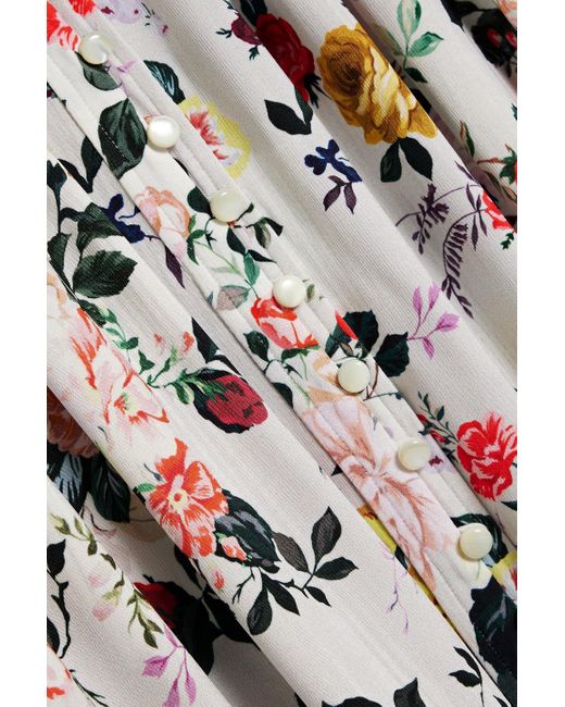 Rabanne White Maxikleid aus stretch-jersey mit floralem print und biesen