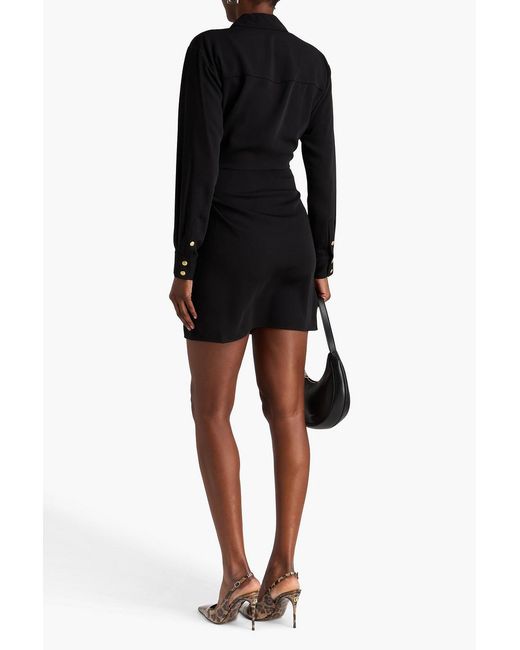 Veronica Beard Black Wright Wrap-Effect Crepe Mini Dress