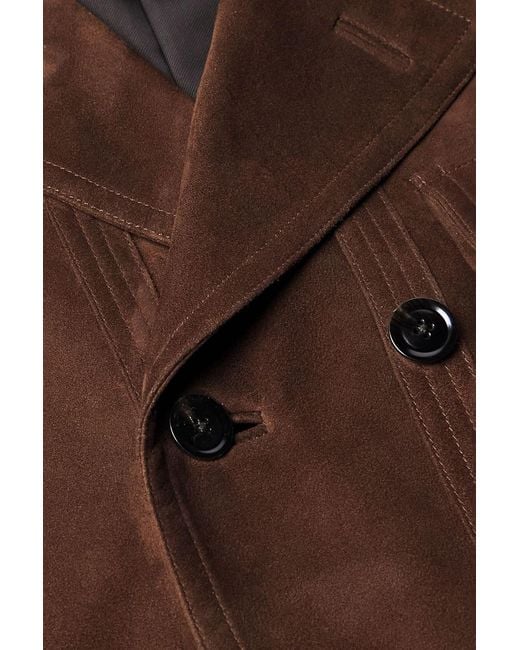 Tom Ford Brown Double-Breasted Suede Jacket for men