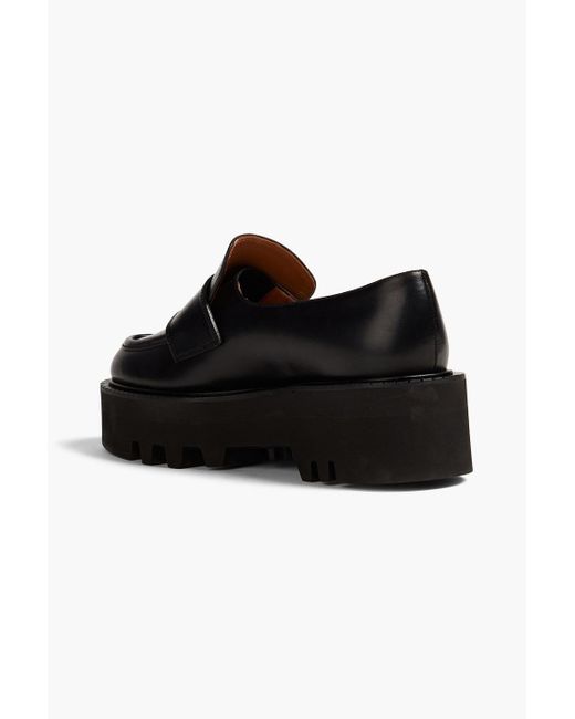 Atp Atelier Black Pescara Leather Platform Loafers