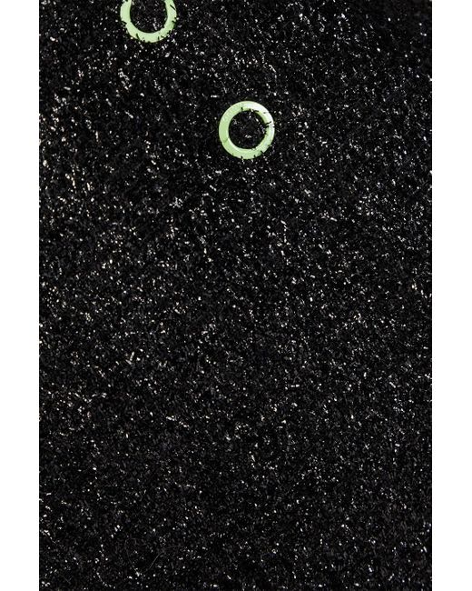 Ganni Black Minirock aus lametta mit wickeleffekt