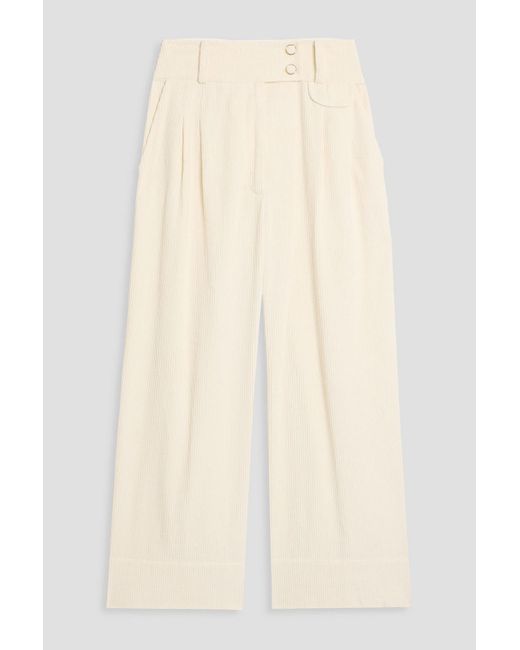 Farm Rio Natural Cotton-Corduroy Wide-Leg Pants