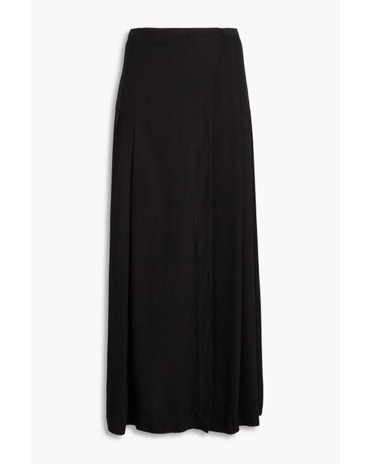 Totême  Black Pleated Crepe-satin Maxi Wrap Skirt