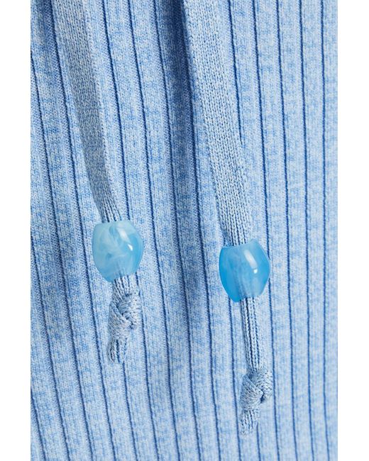 Ganni Blue Mélange Ribbed-knit Mini Dress
