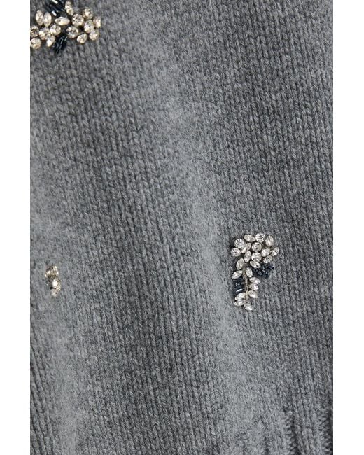Jonathan Simkhai Gray Coraline Crystal-Embellished Wool And Cashmere-Blend Sweater