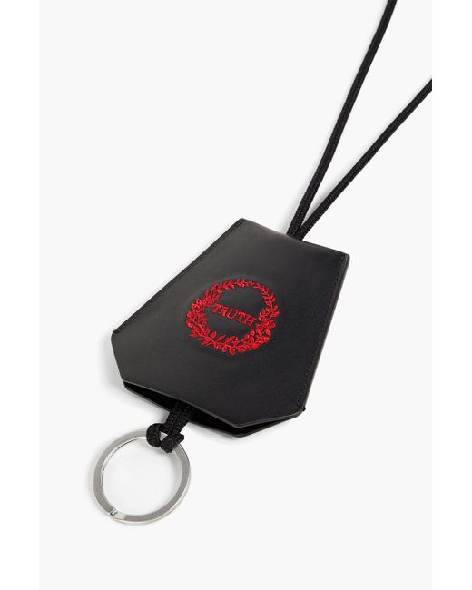 Maison Margiela Black Embroidered Leather Keychain for men