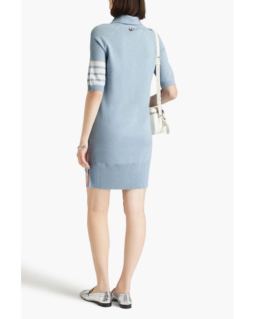 Thom Browne Blue Striped Wool Mini Shirt Dress