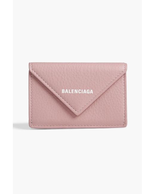 Balenciaga Papier Mini Printed Pebbled-leather Wallet in Pink | Lyst
