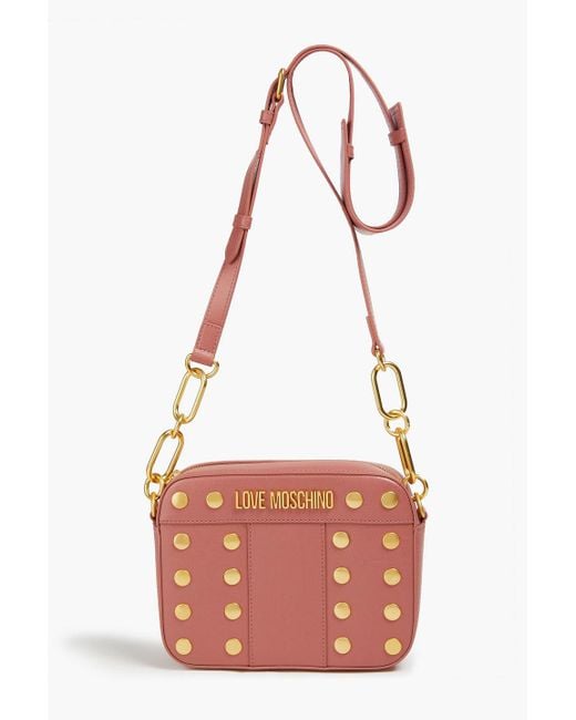 Love Moschino Studded Textured Faux Leather Camera Bag in Pink Lyst UK