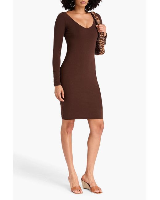 James Perse Brown Lotus Cotton-Blend Jersey Mini Dress