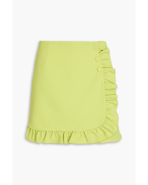 Tory Burch Yellow Ruffled Twill Mini Wrap Skirt