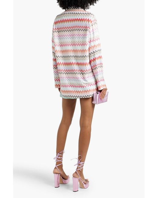 Missoni Pink Crochet-knit Cotton-blend Blazer