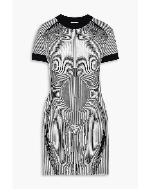 Jean Paul Gaultier Gray Trompe L'oeil Striped Jacquard-knit Mini Dress