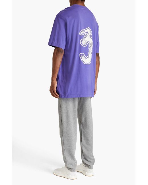 Y-3 T-shirt aus stretch-baumwoll-jersey mit logoprint in Purple für Herren