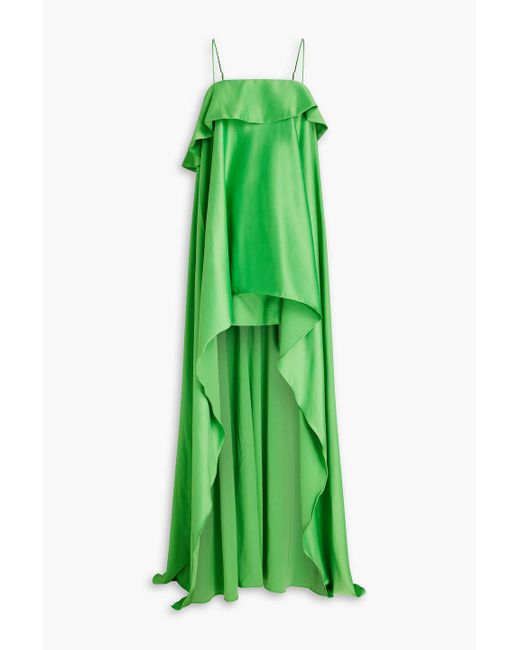 Nicholas Green Asymmetric Layered Satin Maxi Dress