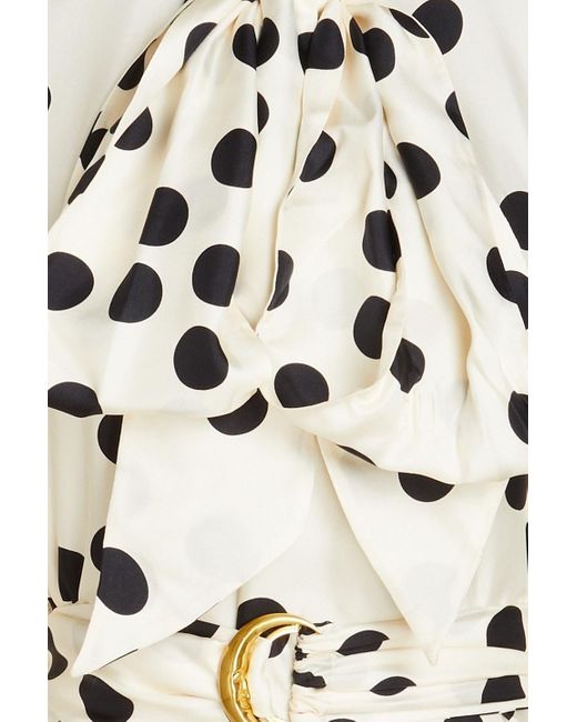 Zimmermann White Pussy-bow Polka-dot Silk-twill Mini Dress